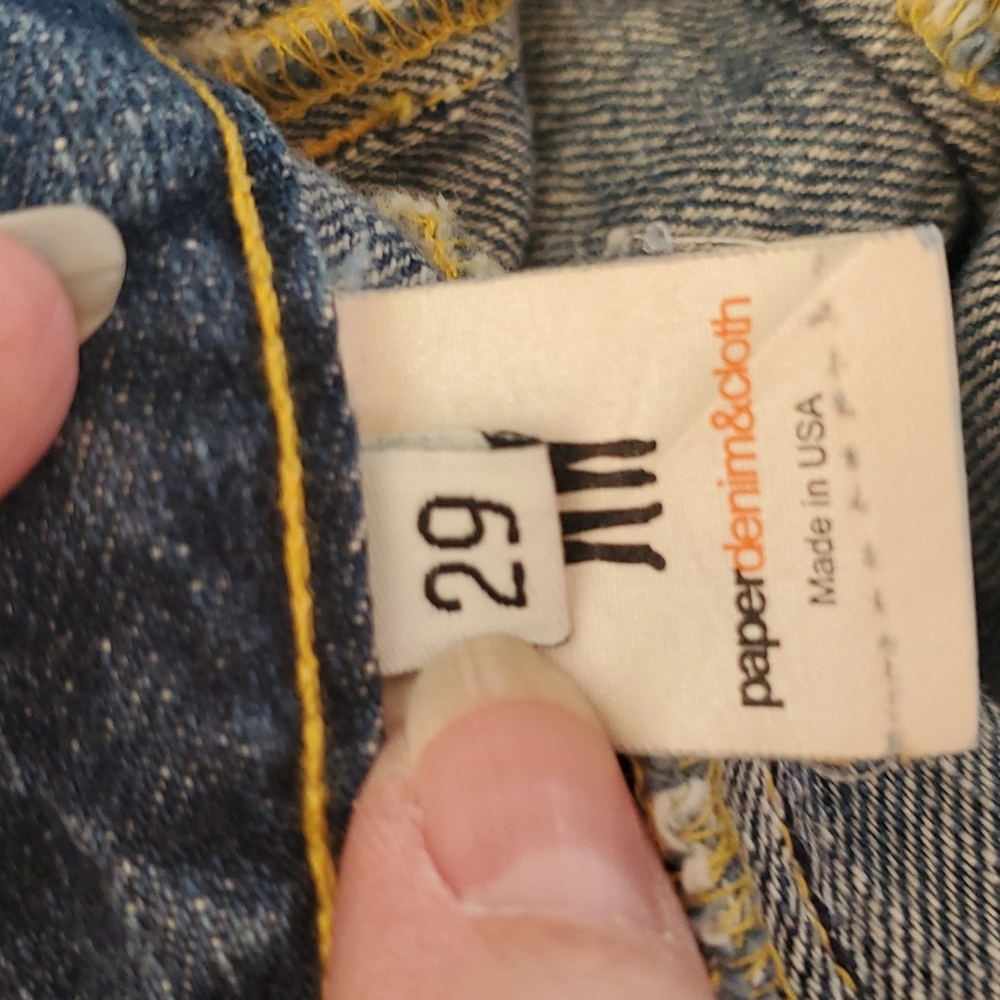 Paper demin and cloth denim skirt with front slit - Picture 5 of 6